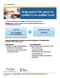 Single premium life options for qualified & non-qualified money.
